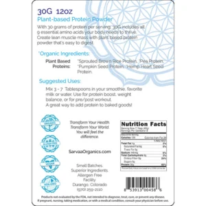 30g-protein-12oz-back-label Nutrition Facts for 30G vegan protein powder
