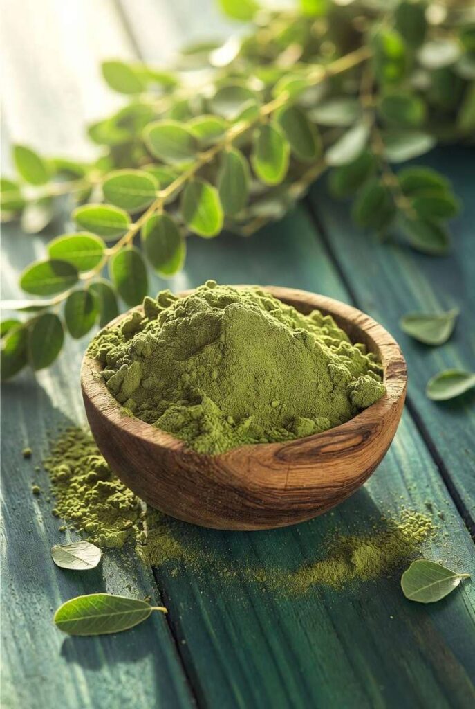 Moringa leaf powder—easy to add to smoothies, yogurt, or warm water for daily nourishment